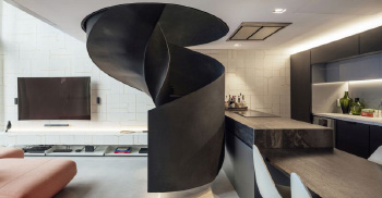 螺旋式的楼梯改造成时尚阁楼的公寓—办公室设计