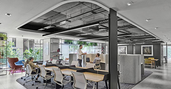 复式办公室装饰设计如何显示空间大小