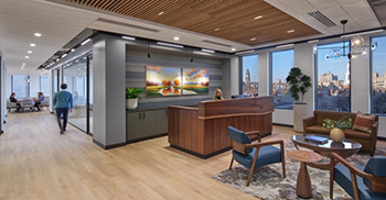 办公室室内装修：设计意图融合了专业的精致和温馨的舒适感
